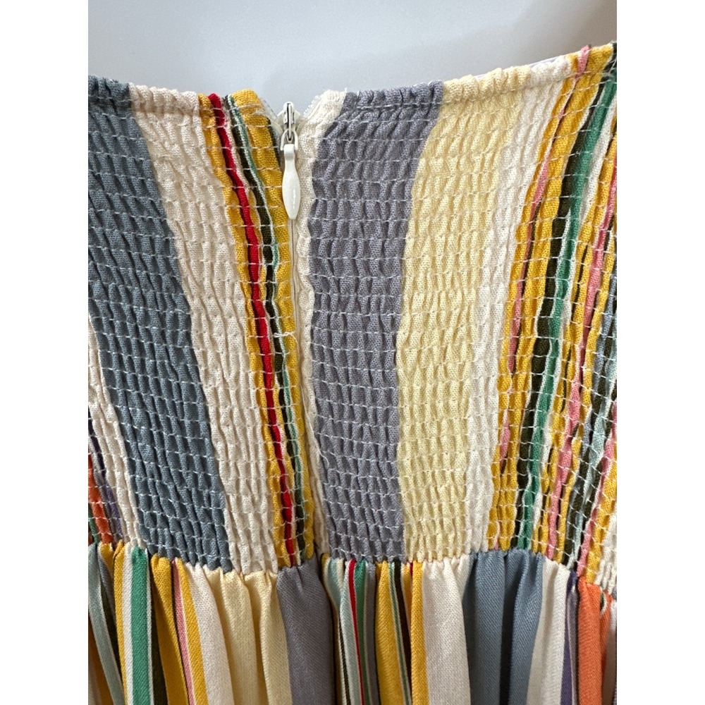 By Together Striped Tiered Maxi Dress Yellow Small Tie Shoulder Boho Whimsical - Picture 14 of 15